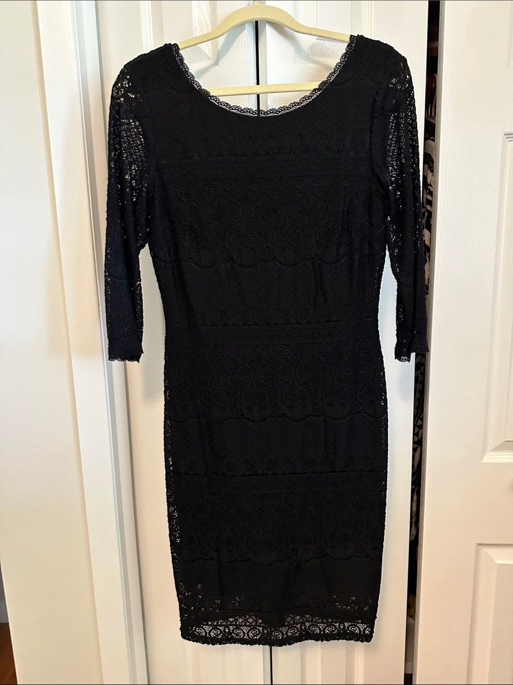 Laundry By Shelli Segal Black Lace Long-Sleeve Sheath Dress